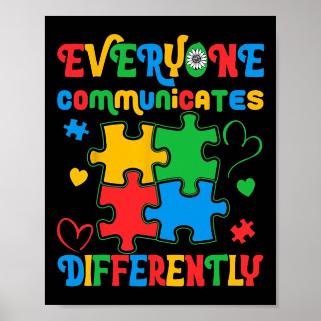 Poster Chacun communique une Sensibilisation sur l'autism (Devant)
