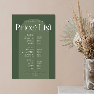 Poster Chaîne Boho moderne Green Hair Nails Salon Tarifs