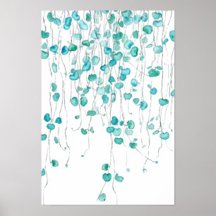 Poster chaîne de coeurs aquarelle