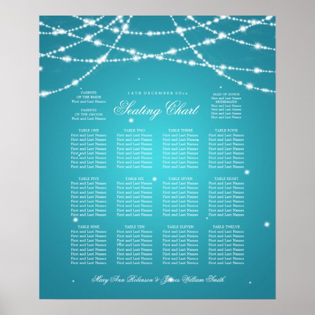 Poster Chaîne d'étincelle de mariage Turquoise (Devant)