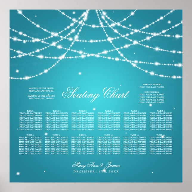 Poster Chaîne d'étincelle de mariage Turquoise (Devant)