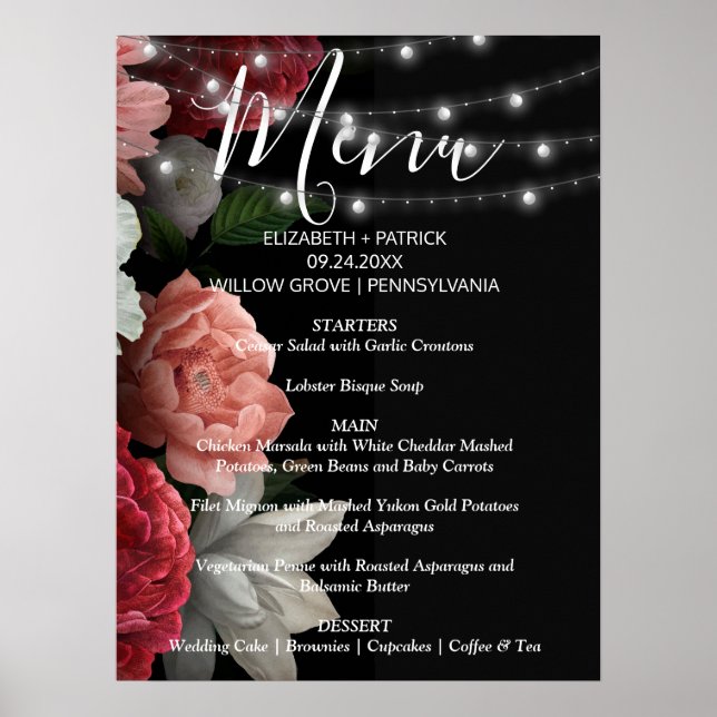 Poster Chaîne florale bordeaux (Devant)