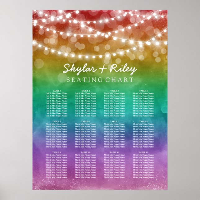 Poster Chaîne Lights Mariage gris Siège Graphique 12 Tabl (Devant)