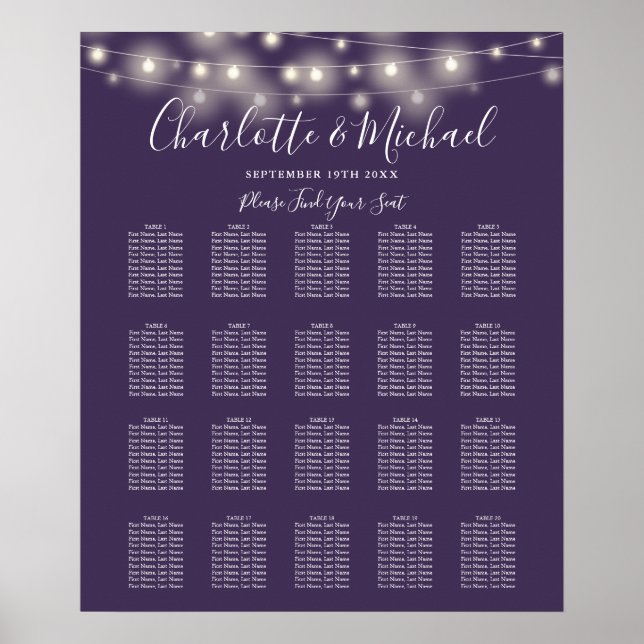 Poster Chaîne Lights Purple Mariage Seize Chart (Devant)