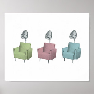 Poster Chaise de séchoir Retro Pop Art Salon 8x10