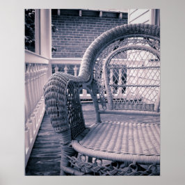 Poster Chaise en osier sur un porche du Sud