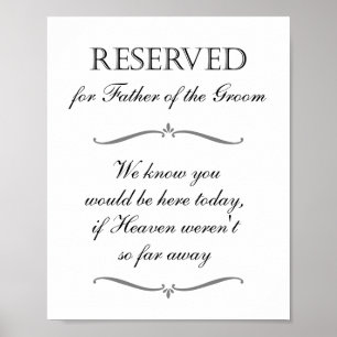 Poster Chaise réservée à la mémoire du père du marié pour