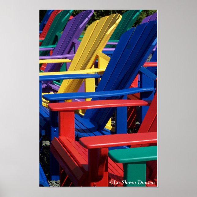 Poster Chaises Adirondack de couleur arc-en-ciel (Devant)