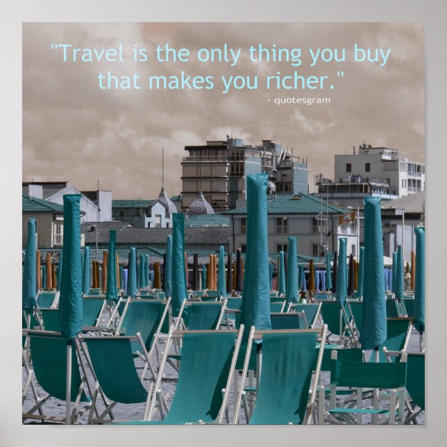 Poster Chaises de plage Inspiration Travel Quote (Devant)