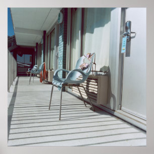 Poster Chaises En Dehors Des Chambres D'Hôtel De Plage