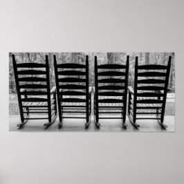 Poster Chaises rocheuses en bois noir et blanc
