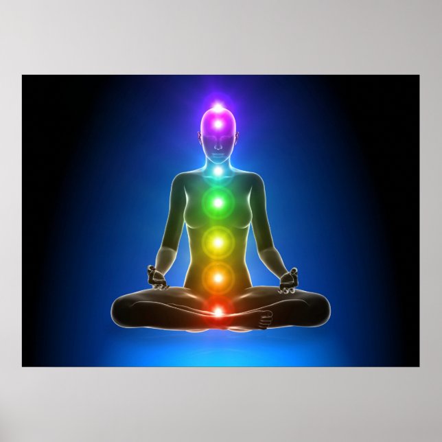 Poster chakra, sept chakras, système énergétique, symbole (Devant)
