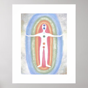 Poster Chakra Yoga Subtil Énergie Corps Guérir Reiki