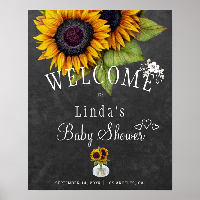 Poster Chalet de tournesol baby shower d'automne (Devant)