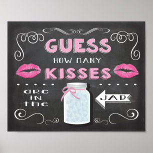 Poster Chalkboard Devinez combien d'affiches de baisers