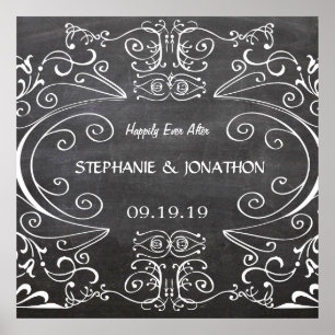 Poster Chalkboard Heureux Jamais après l'affiche Mariage