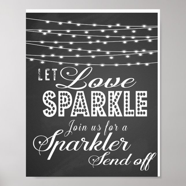Poster Chalkboard Let love scintillant mariage print (Devant)