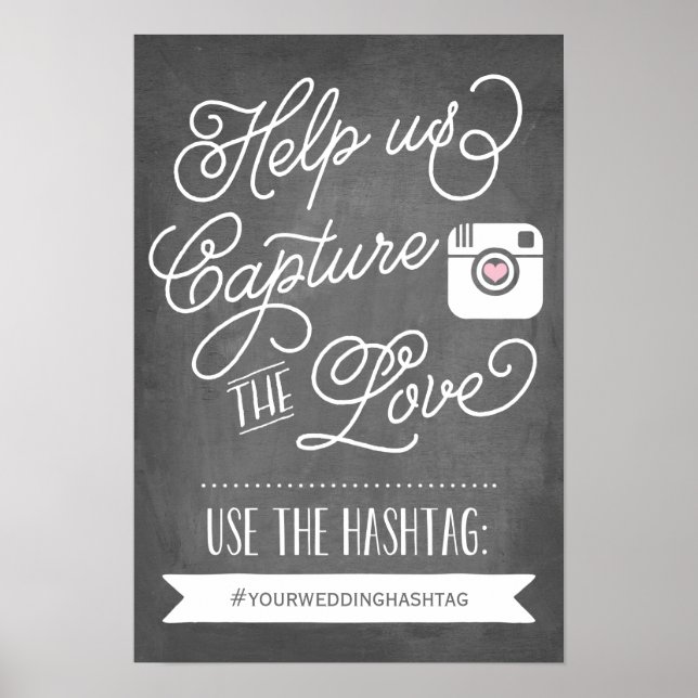 Poster Chalkboard Social Media Hashtag | Décor Mariage (Devant)