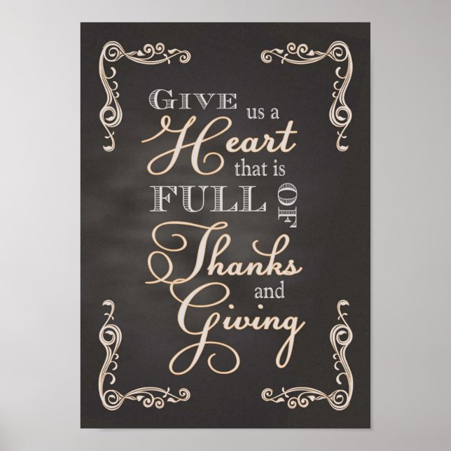 Poster Chalkboard - Un coeur de remerciements et de dons (Devant)