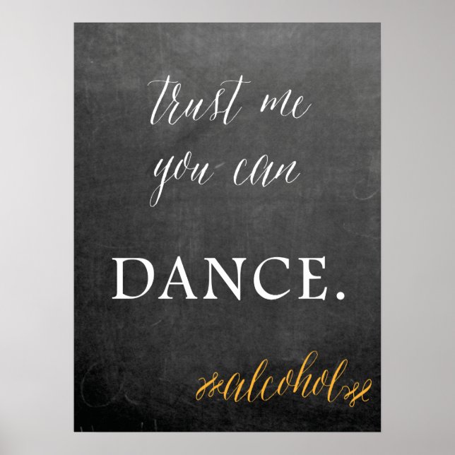 Poster Chalkboard Vous pouvez danser mariage panneau humo (Devant)