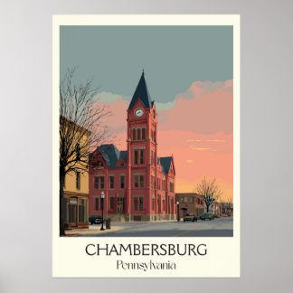 Poster Chambersburg PA Bâtiment historique Vintage