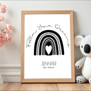 Poster Chambre de bébé arc-en-ciel noir et blanc Simple M