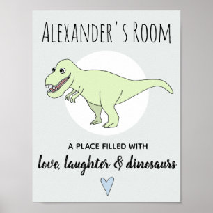 Poster Chambre de bébé garçon Doodle Dinosaur T-Rex avec