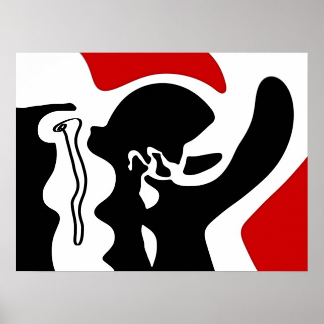 Poster Chambre de décalage : Noir, Blanc et Rouge Abstrai (Devant)