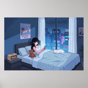 Poster Chambre de nuit pluvieuse