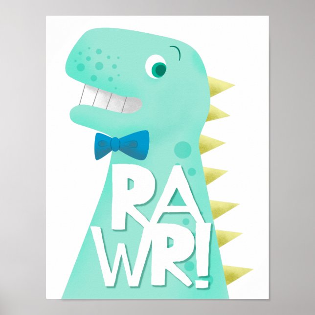 Poster Chambre de nurserie de dinosaure RAWR Enfants (Devant)