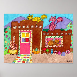 Poster Chambre de pain d'épice d'Adobe avec l'art