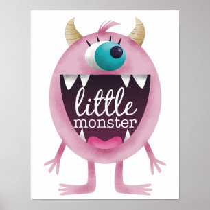 Poster Chambre Rose de Petit Monstre pour Filles