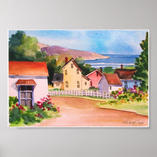 Poster Chambres de village de vue d'océan