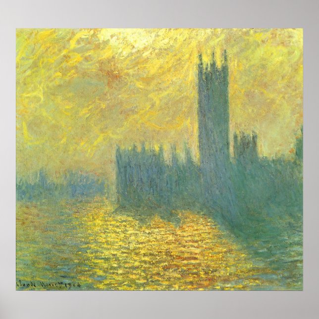 Poster Chambres du Parlement, Stormy Sky par Claude Monet (Devant)