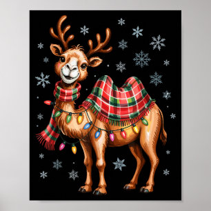 Poster Chameau Drôle Noël Mignon Amateurs d'Animaux Fête