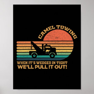 Poster Chameau Towing Retro Humour Adulte Dit Amusant Hau