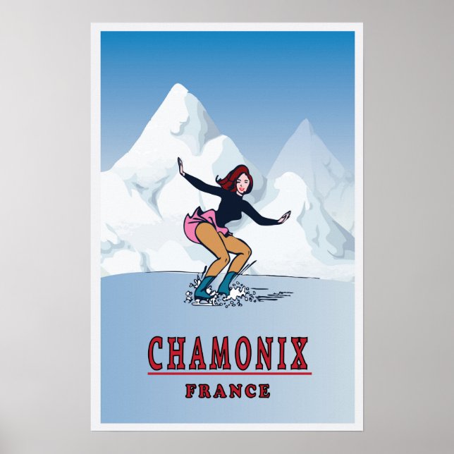 Poster Chamonix, France, Ski (Devant)