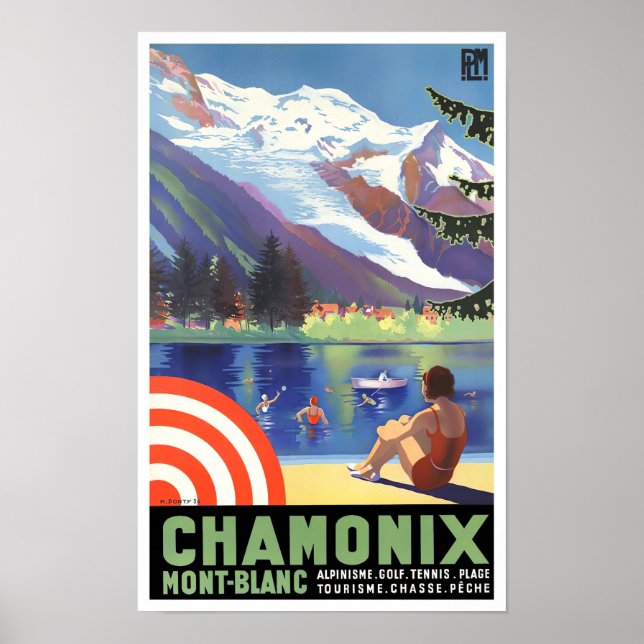 Poster Chamonix France voyage vintage (Devant)