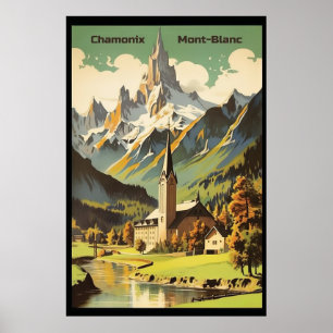 Poster Chamonix, Mont Blan, Ski