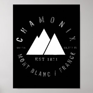 Poster Chamonix Valley Mont Blanc France Ski Snowboard