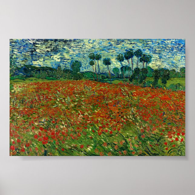 Poster Champ avec des pavots par Van Gogh Art (Devant)