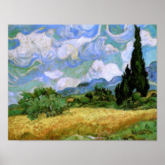 Poster Champ blé avec Cypress Van Gogh Art