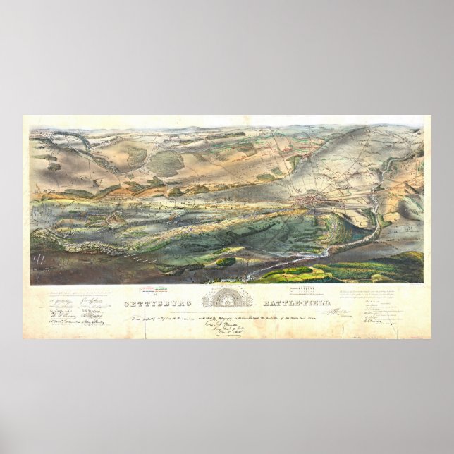 Poster Champ de bataille de Gettysburg 1863 (Devant)