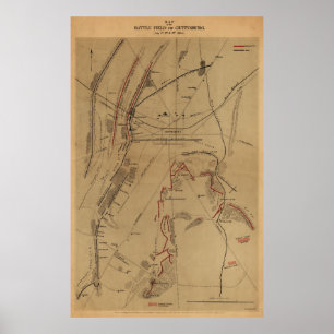 Poster Champ de bataille de Gettysburg 1er juillet 2e 3e