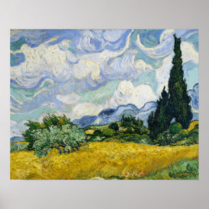 Poster Champ de blé avec cyprès de Vincent Van Gogh  Sm