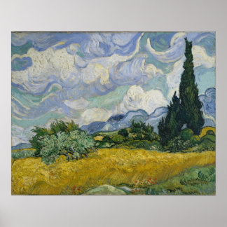 Poster Champ de blé avec Cyprès par Vincent van Gogh