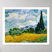 "CHAMP DE BLÉ AVEC CYPRESSES" 1889 VINCENT VAN GOG