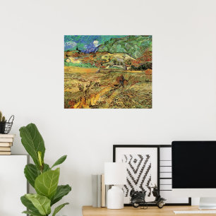 Poster Champ de blé clos avec paysan par Vincent van Gogh