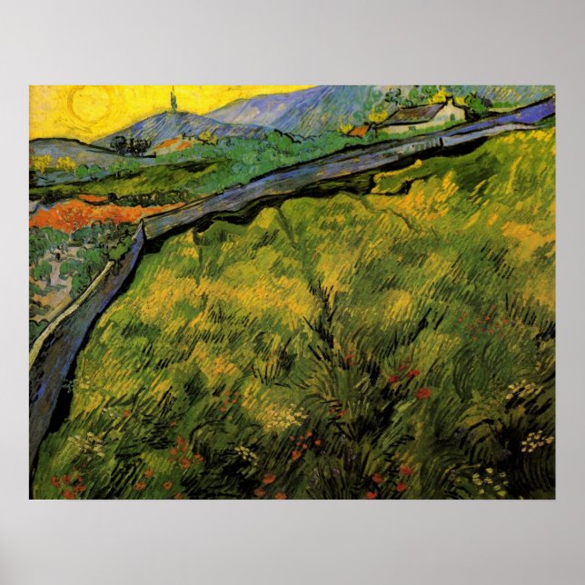 Poster Champ de blé de printemps, Sunrise par Vincent van (Devant)