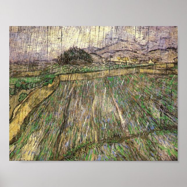 Poster Champ de blé en pluie (F650) Van Gogh Fine Art (Devant)